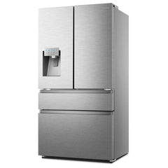 Hisense RF728N4SASE, Multi Door Fridge Freezer with Non Plumbed Water and Ice Dispenser, E Rated in Stainless Steel