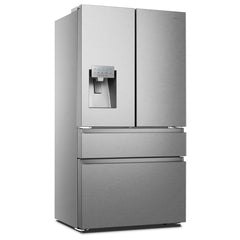 Hisense RF728N4SASE, Multi Door Fridge Freezer with Non Plumbed Water and Ice Dispenser, E Rated in Stainless Steel