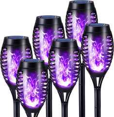 Geemoo 6 Pack Solar Flickering Dancing Flame Lights Waterproof Solar Torch Lights for Outdoor Garden Patio Pathway Yard Driveway Halloween Decorative