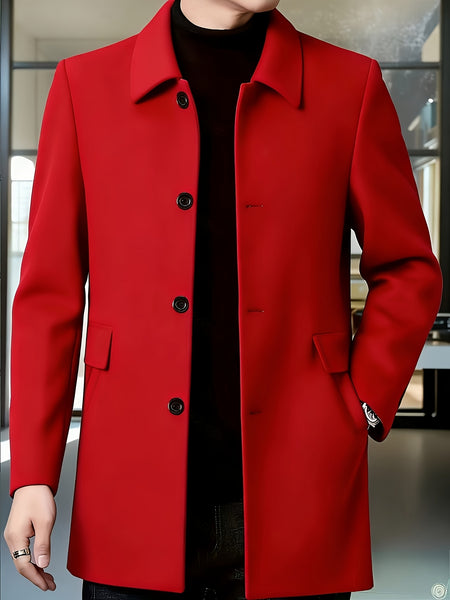 [Wanrenshan OBM] 2025 American Style New Men'S Casual Classic Versatile Solid Color Side Double Pocket Easy Design Handsome Dad Wrinkle-Resistant Non-Iron Single-Breasted Light Luxury Trench Coat