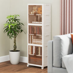 GOFLAME 6-Cube Stackable Storage Bins 115L Shoes Boxes w/ Doors-White