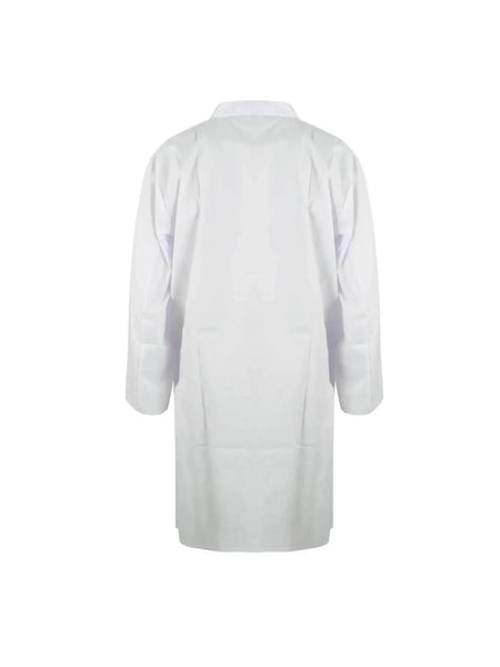 ATEK White Lab Coat Premium Cotton Blend, Medium Size, Ideal for Food Industry, Labs, Medical Professionals - Breathable, Durable, Easy Maintenance