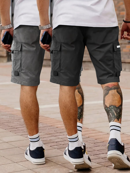 Set of 2 Men'S Summer Casual Woven Strap Cargo Shorts