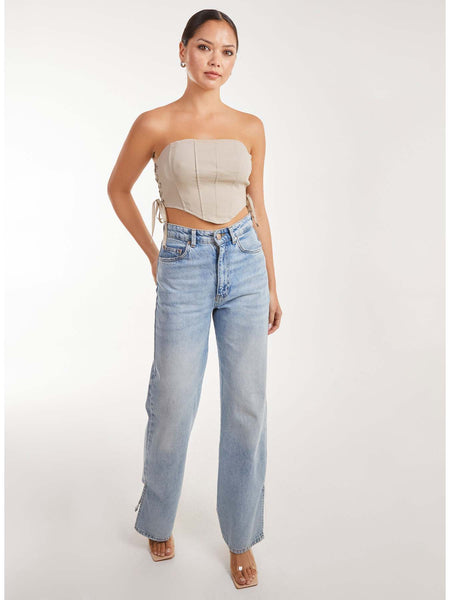 Cargo Side Lace Up Corset Bandeau Top