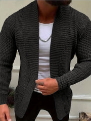 Men'S Casual Long-Sleeved Knitted Cardigan with Pockets in Autumn And Winter New Solid Color Style