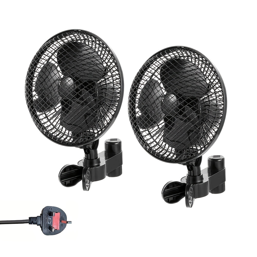2pcs Greenhouse Fan Clamp-Type Fan Planting Tent Multi-Speed Automatic Swivel Fan, Plant Tent Clip-On Fan, Featuring a Newly Designed Long-Life EC Motor, Dual-Old Speed Adjustable Fan, 90° Rotation, 22Cm Diameter