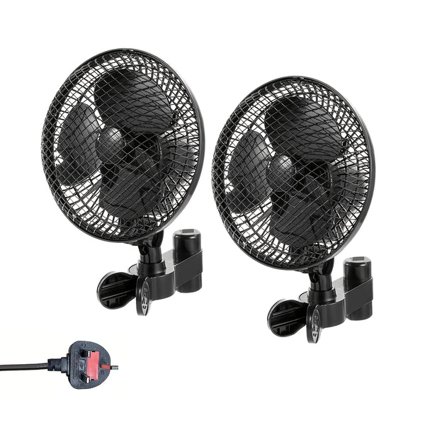 2pcs Greenhouse Fan Clamp-Type Fan Planting Tent Multi-Speed Automatic Swivel Fan, Plant Tent Clip-On Fan, Featuring a Newly Designed Long-Life EC Motor, Dual-Old Speed Adjustable Fan, 90° Rotation, 22Cm Diameter