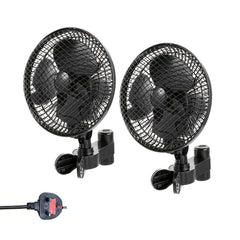 2pcs Greenhouse Fan Clamp-Type Fan Planting Tent Multi-Speed Automatic Swivel Fan, Plant Tent Clip-On Fan, Featuring a Newly Designed Long-Life EC Motor, Dual-Old Speed Adjustable Fan, 90° Rotation, 22Cm Diameter