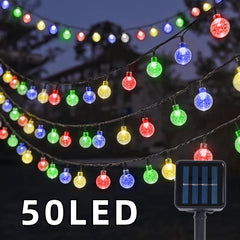 1pc 16.33/22.9/39.3ft (4.98/6.98/11.98m) 20/50/100 LED Bubble Globe Fairy Lights, Outdoor Solar String Lights, Ipx4, 1.7cm Ball, Button Control, for Summer Garden Patio Yard Trees Wedding Birthday Party