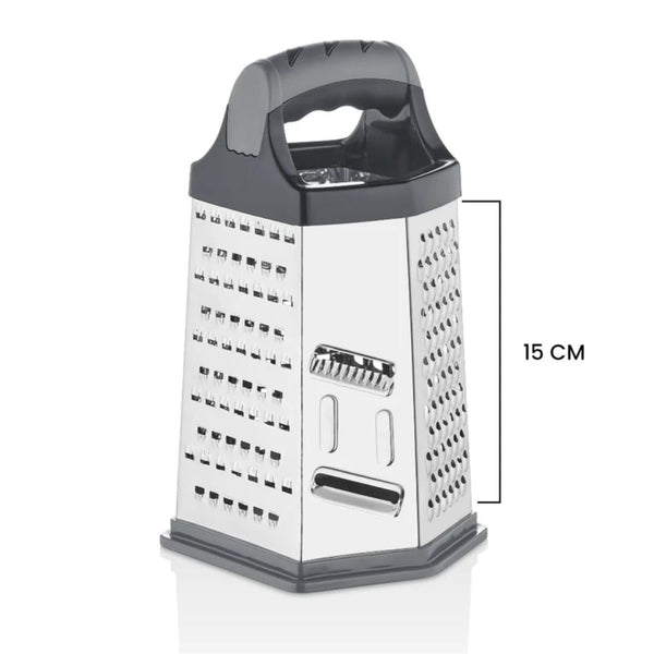 Cheese Grater - Stainless Steel Six Way Grater, 13.6 cm Vegetable Shredder Fruits Slicer