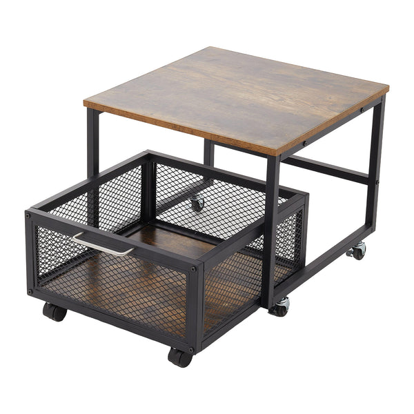 1pc Mini Fridge Stand with Storage, 50x50x42.3cm Mobile Refrigerator Stand with Lockable Wheels & Basket, Portable Cart for Kitchen Office - Perfect Home Upgrade