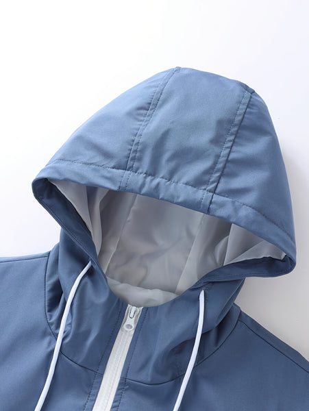 Men'S Casual 2pcs Athletic Set Unisex Couple All-Season Spring Autumn Loose Color-Block Athletic Outfit Hooded Sweater Zip-Up Jacket Long Sleeve Outerwear Long Pants Jogging Trousers Gym Workout Running Outdoor Set Elastic Pants Hoodie Top And Botto