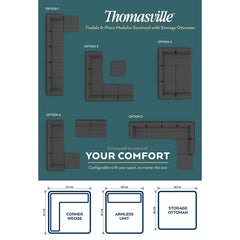 Thomasville Tisdale Dark Grey 6 Piece Modular Fabric Sofa