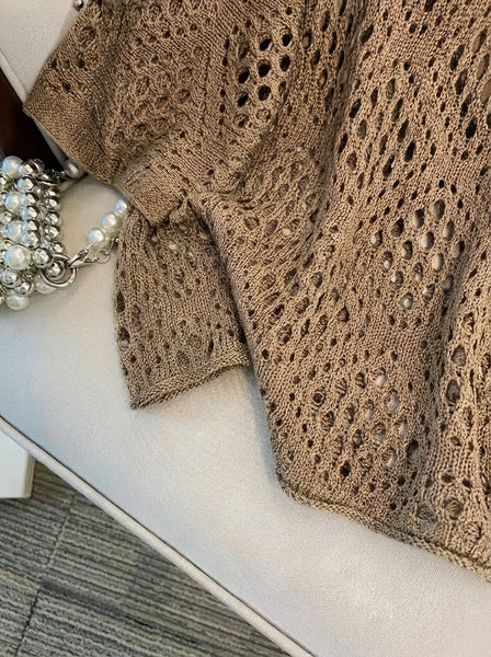 Plus Size - Plus Size - Plus Size Women'S Cashew Flower Loose Temperament Hollow Round Neck Pullover Long Sleeve Sweater