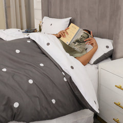 3pcs Reversible Polka Dot Duvet Cover Set – Hotel Quality, Soft & Breathable Microfiber, with Pillowcases, Button Closure, Machine Washable, Wrinkle Free & Durable