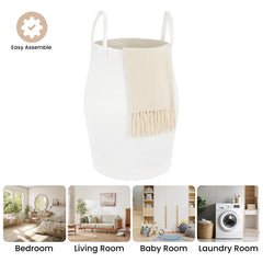Large Foldable Laundry Hamper – Woven Rope Basket with Sturdy Handle for Dirty Clothes, Blankets & Toys – Ideal for Bedroom, Living Room Storage