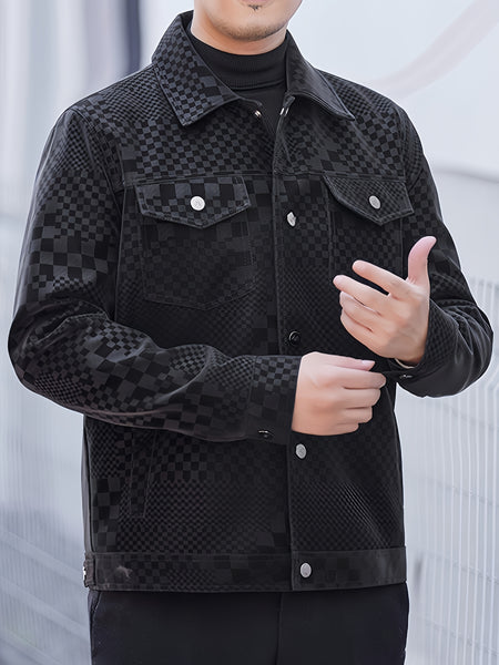 Men's Checkered Jacket with Lapel