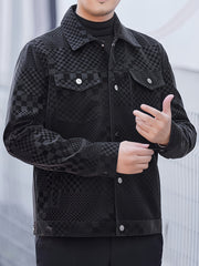 Men's Checkered Jacket with Lapel