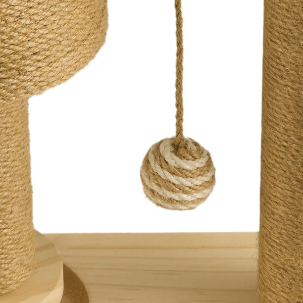 Solid Wood Cat Scratch Pole Cat Turntable, Cat Spring Teasing Stick, Cat Scratch Board, Durable and Wear-resistant Cat Toys, Sisal Cat Climbing Frame, Bell Ball, Oval Mushroom Turntable