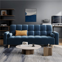Costoffs Convertible Sofa Bed, Sofa Bed Velvet Convertible Sofa Bed 3 Seater Futon Sofa Bed with 2 Bolster Pillows and 3 Adjustable Back Angles for Apartments, Dens, Guest Rooms, Spare Rooms, Offices, and Lounges, Modern Grey/Blue/Green