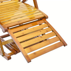 Natural/ Brown Rocking Chair/Lounge Chair Recliner Load-Bearing 150kg Comfort Bamboo Loungers Deck Chair Adjustable Handrail Home Chair Gifts Stable Ergonomic