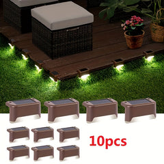 10pcs set of solar outdoor garden lights, home garden layout staircase deck lights, hallway wall lights, railing decorative lights, holiday decorative atmosphere lights, IP44