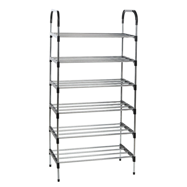 6 Tier Metal Shoe Rack Shoe Storage Organiser, Free Standing Durable Narrow Shoe Rack, Vertical Slim Shoe Tower, Multi Functional Heavy Duty Storage Unit Shoe Stand, Entryway Shoe Holder Space Saving Shoe Shelf Shoe Organizer for Closet Living Room Bedroo