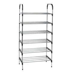 6 Tier Metal Shoe Rack Shoe Storage Organiser, Free Standing Durable Narrow Shoe Rack, Vertical Slim Shoe Tower, Multi Functional Heavy Duty Storage Unit Shoe Stand, Entryway Shoe Holder Space Saving Shoe Shelf Shoe Organizer for Closet Living Room Bedroo