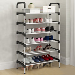 6 Tier Metal Shoe Rack Shoe Storage Organiser, Free Standing Durable Narrow Shoe Rack, Vertical Slim Shoe Tower, Multi Functional Heavy Duty Storage Unit Shoe Stand, Entryway Shoe Holder Space Saving Shoe Shelf Shoe Organizer for Closet Living Room Bedroo