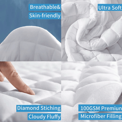 100% WATERPROOF QUILTED MATTRESS PROTECTOR with Deep Fitted Pocket Stretches Up to 30 Cm, Fully Bed Fitted Anti- Allergic | Non Noisy | Non-Plastic |Ultra Soft Deep & Breathable Mattress Protector All Sizes UK