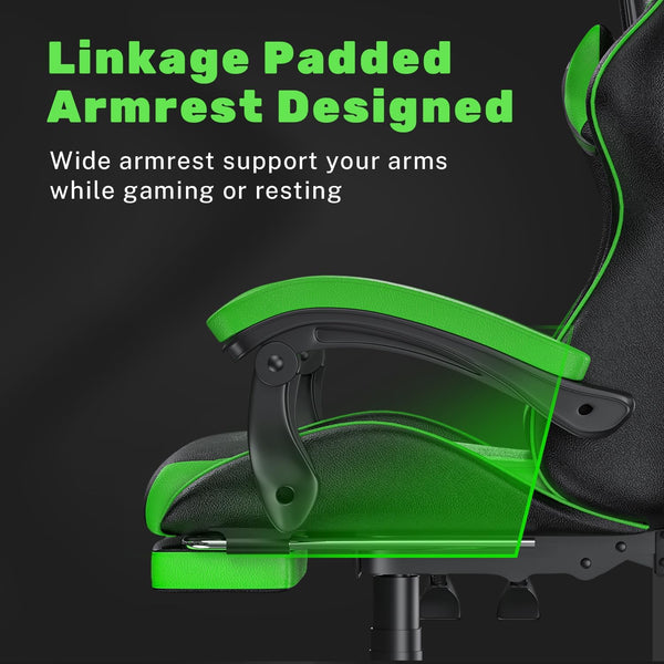 GartistGo Gaming Chair With footrest,Computer Chairs with Lumbar Cushion + Headrest, Height-Adjustable Office Chair for Adults, Girls, Boys