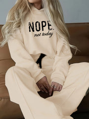 Women'S Two-Piece Casual Outfit, Featuring a Warm Hooded Sweatshirt with Letter Patterns