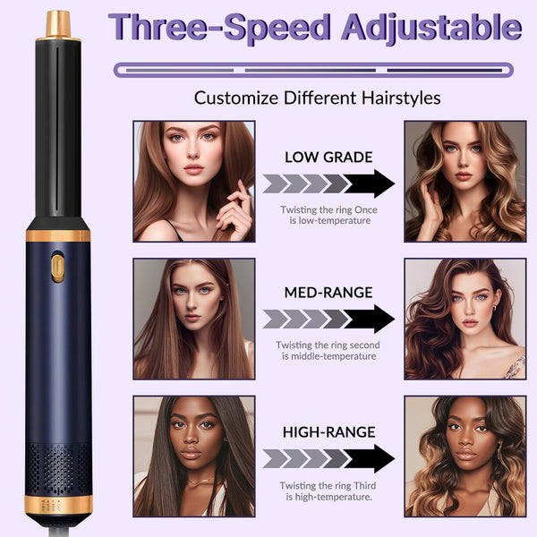 5-in-1 Hair Dryer Brush & Hot Air Brush for Fine Hair – Ionic Ceramic Curling & Straightening Styler with 3 Heat Settings, Auto Shut-Off, Salon-Quality Volumizing & Anti-Frizz – Perfect for Busy Mornings, Travel & Home Use. Great Gift for Women, Mum, Wife