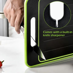 1pc Heavy-Duty Plastic Cutting Board with Non-Slip Surface & Hanging Hole - Space-Saving Kitchen Prep Station, Easy-Clean Black Chopping Board with Measurement Markings & Rounded Edges, Durable Multipurpose Food-Safe Plastic Board for Meat, Vegetables, Fr