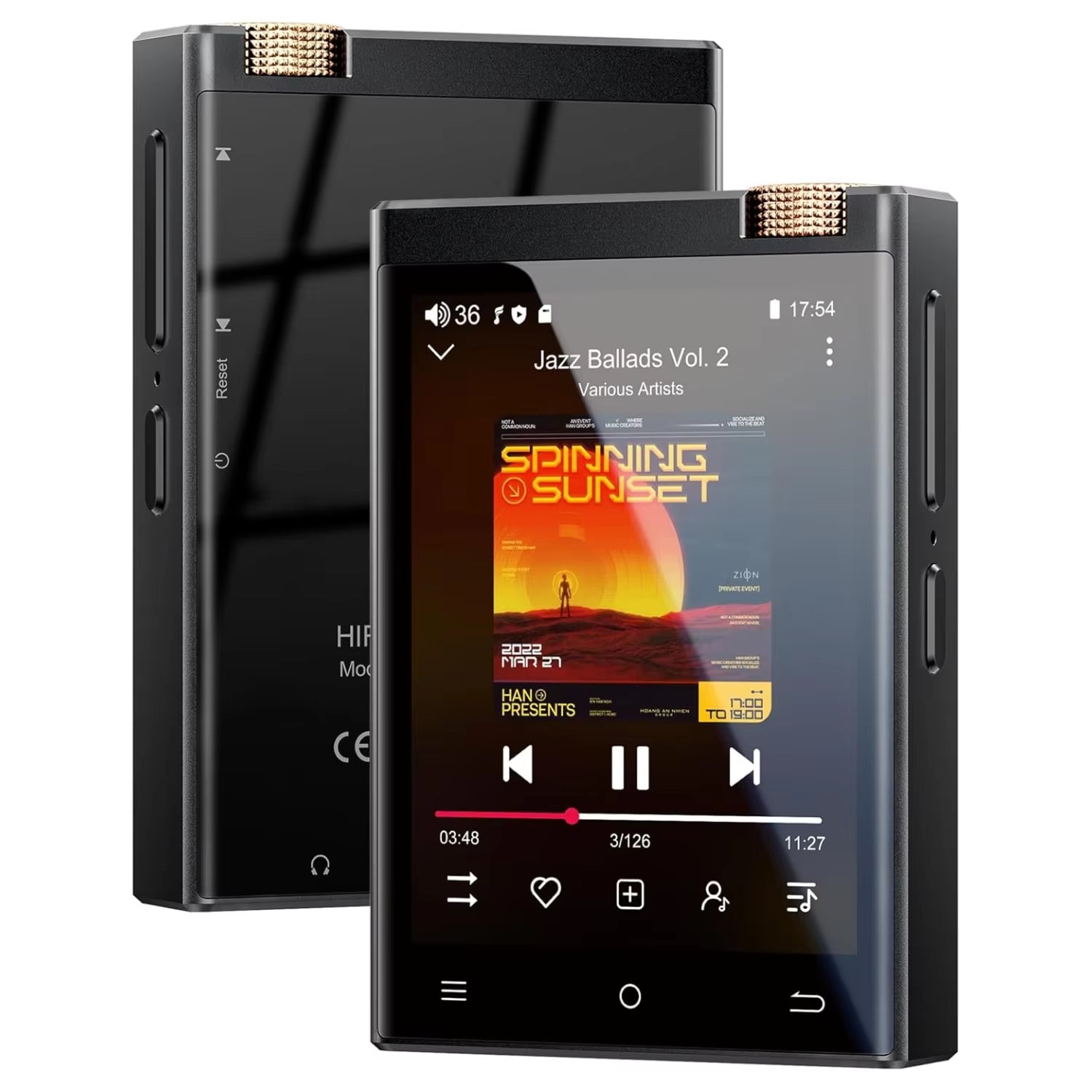 Hi-Fi MP3 Player with Bluetooth and Wifi,  Lossless DSD High-Resolution Digital Audio with 64GB Memory Card up to 1TB