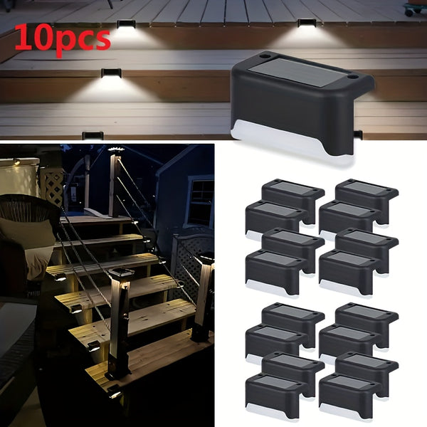10pcs set of solar outdoor garden lights, home garden layout staircase deck lights, hallway wall lights, railing decorative lights, holiday decorative atmosphere lights, IP44