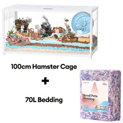 BUCATSTATE 65/80/100Cm (Free Random Color 20L Paper Bedding) Metal Hamster Cage 2.0 - Large Stackable Small Animal Habitat with Deep Burrow, Easy Assembly, for Dwarf And Syrian Hamsters, Guinea Pigs, Gerbils, Reptiles