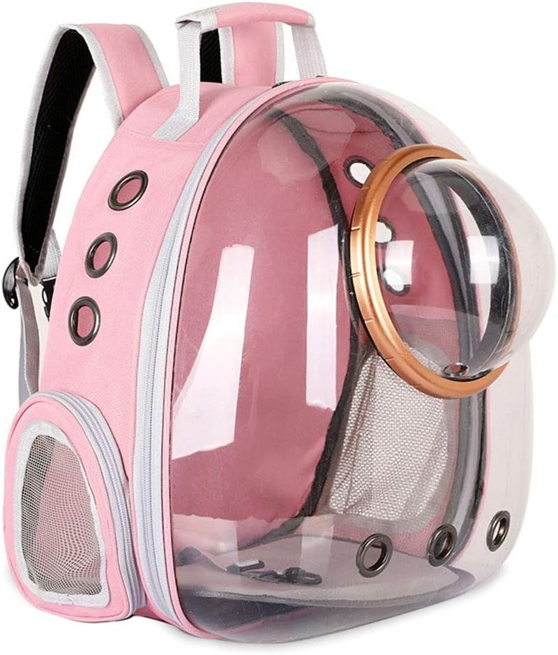 Sipobuy Pet Space Capsule Backpack, Small Medium Cat Puppy Dog Carrier, Transparent Breathable Heat Proof, Pet Carrier for Travel Hiking Walking Camping (Pink)