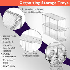 Clearspace Drink Organizer for Fridge & Soda Can Dispenser - Fridge Organization & Can Organizer for Refrigerator Stackable Can Holder Dispenser with Lid - Holds 12 Cans Each, BPA Free - Set of 4