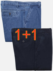 Geng Yuan 2-Strip Pc Summer Thin Jeans Men'S Loose High-Waist Deep-Cut Straight Stretch Mixed Colors Men'S Denim Trousers