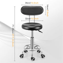 Adjustable Rolling Swivel Stool, Hydraulic Heavy Duty Drafting Chair Stool with Backrest, for Salon Office Therapist Beauty Spa Hairdressing Tattoo, 360-Degree Rolling Wheel, Black