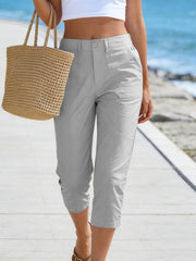 Women'S High-Waisted Straight-Leg Cropped Casual Pants | Side-Pocket Design, Breathable Drape Fabric, Office & Commute Pants | 2026 Summer New Arrival Women'S Casual Pants, Summer Women'S Clothing, Women'S, Affordable