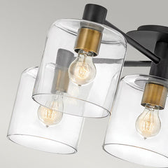 Hinkley Quintiesse 5 Light Axel Ceiling Light in Black and Heritage Brass Model - QN-AXEL5-BK