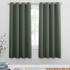 PONY DANCE Grey Blackout Thermal Insulated Curtains for Bedroom, 46 X 54 Inch Short Eyelet Curtains & Drapes, Soft Black Out 2 Panels for Window Living Room/Kitchen