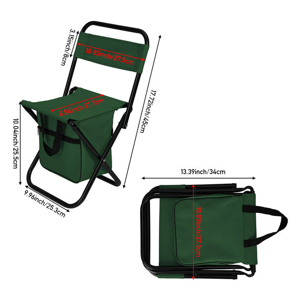 1PC Folding Chair with Storage, Foldable Fishing Seat Lightweight Chair, Portable Chair Home, Small/Large More Colors