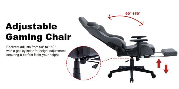 ANDYOU Gaming Chair, Comfortable Office Chair, Premium Fabric Soft As Faux Fur. Ergonomic PC Chair, Adjustable Swivel Work Chairs with Footrest