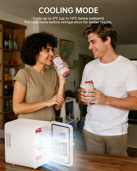 4L Portable Mini Fridge with UK Plug, Quiet Compact Small Refrigerator, AC/DC Cooler & Warmer for Skincare, Drinks, Food, Bedroom, Office, Car, Dorm, Travel
