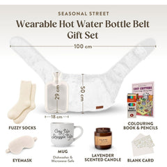 Mother'S Day Gift for Her - Birthday Pamper Gifts for Women with Hot Water Bottle Belt, Socks, Mug, Candle, Sleep Mask, & Colouring Book with Pencil, Self Care Box