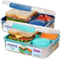 Sistema Bento Box Lunch | Bento School Lunch Box with Compartments | 1.65 L | Food Storage Container in Minty Teal | 1 Count