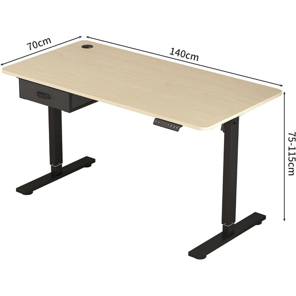 Electric Standing Desk, Sit Stand Table, Height Adjustable Electric Standing Computer Desk with USB Charging Port and Desk Drawer for Home Office